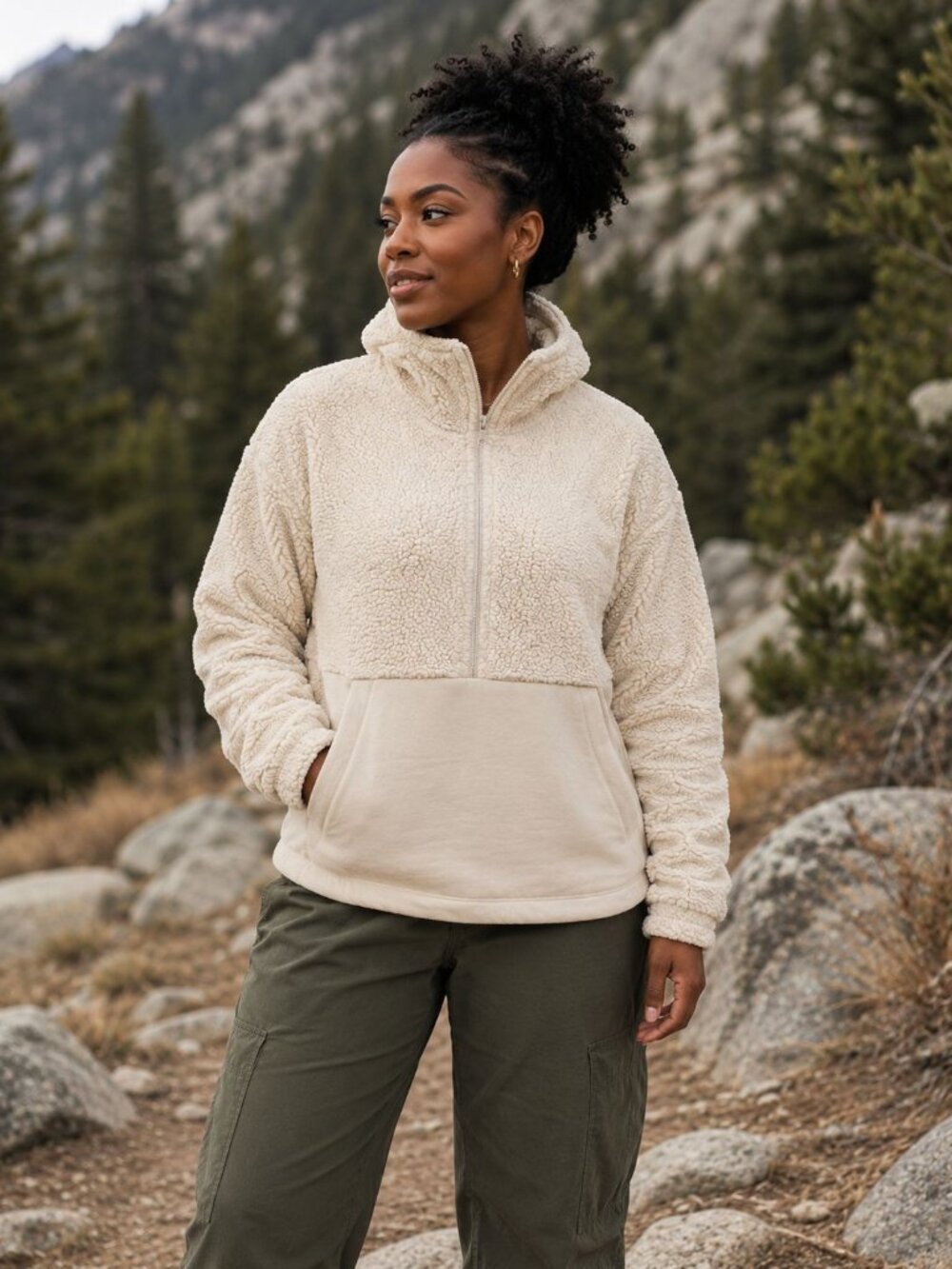 The North Face Sherpa Fleece Pullover Women XS Gorpcore Outdoor Cabin Core